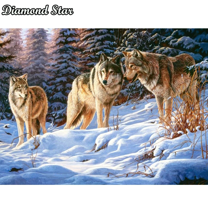 

Full Drill Square Diamond 5D DIY Diamond Painting"Snow wolf"Diamond Embroidery Cross Stitch Rhinestone Mosaic Painting