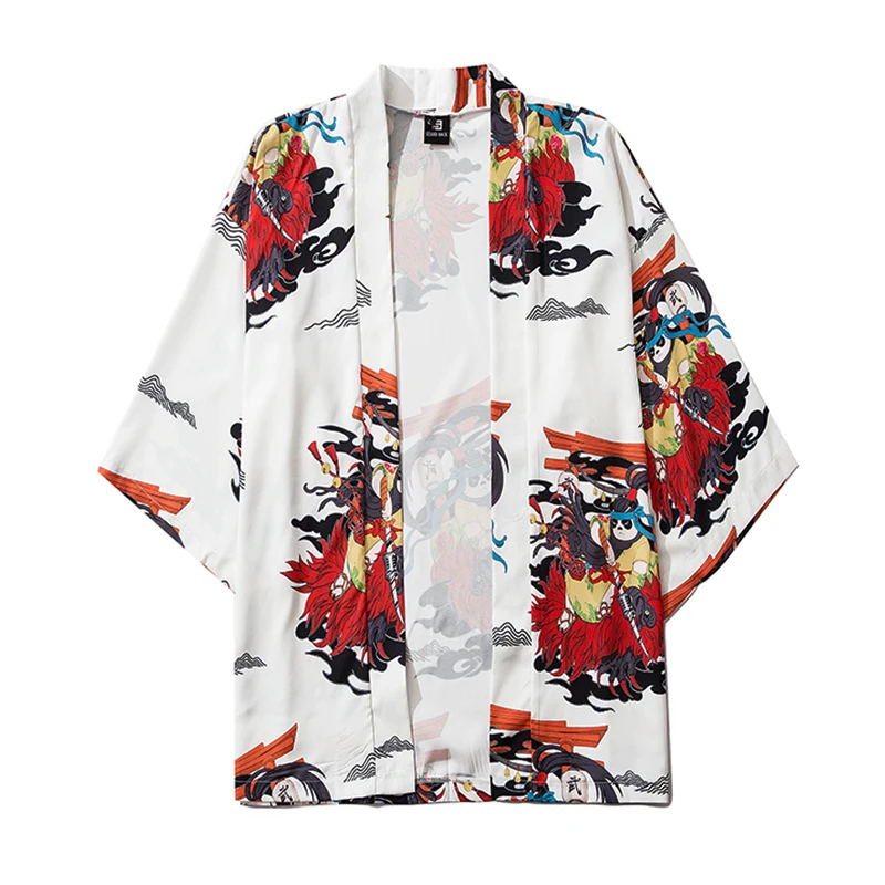 M-XXL Fashion Japan Samurai 2020 Balck Red Blue White Loose Summer Beach Cardigan Harajuku Japanese Kimono Style Women Men Tops |