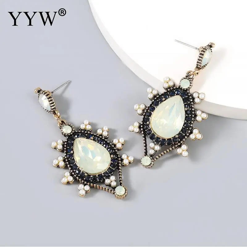 

Acrylic Rhinestone Crystal Drop Earring Luxury Earrings Vintage High Quality Jewelry For Women Stud Earrings ABS White Pearls #N