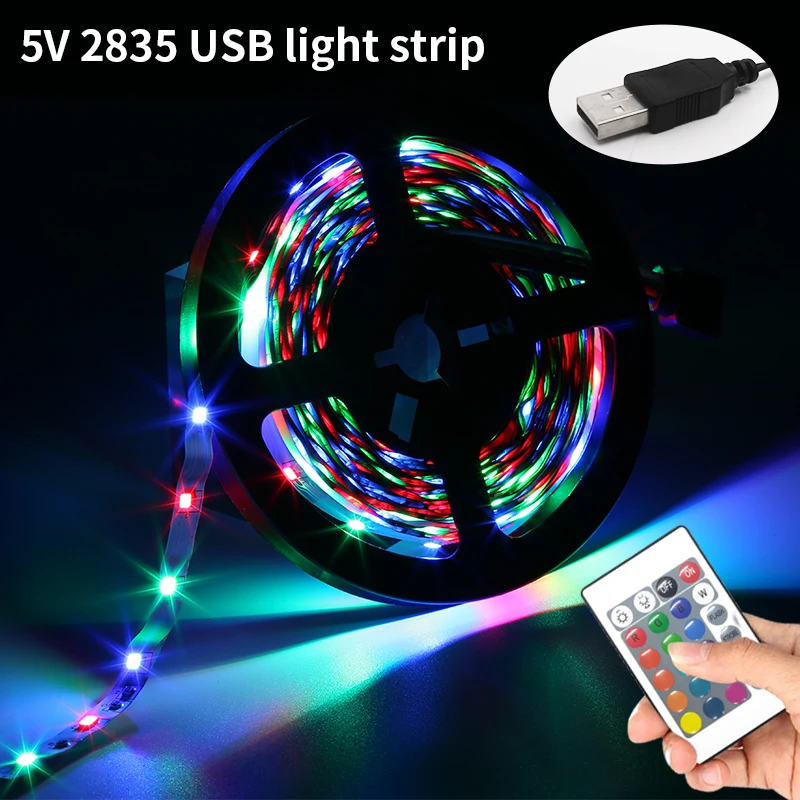 Светодиодная ленсветильник 2835SMD с питанием от USB, гибкая светодиодная лампа RGB для подсветильник Ки телевизора, экрана телевизора, комнатное украшение, 5 в постоянного тока, 1-5 м, 40 дюймов Светодиодная ленсветильник 2835SMD с питанием от USB, гибкая светодиодная лампа RGB для подсветильник Ки телевизора, экрана телевизора, комнатное украшение, 5 в постоянного тока, 1-5 м, 40 дюймов