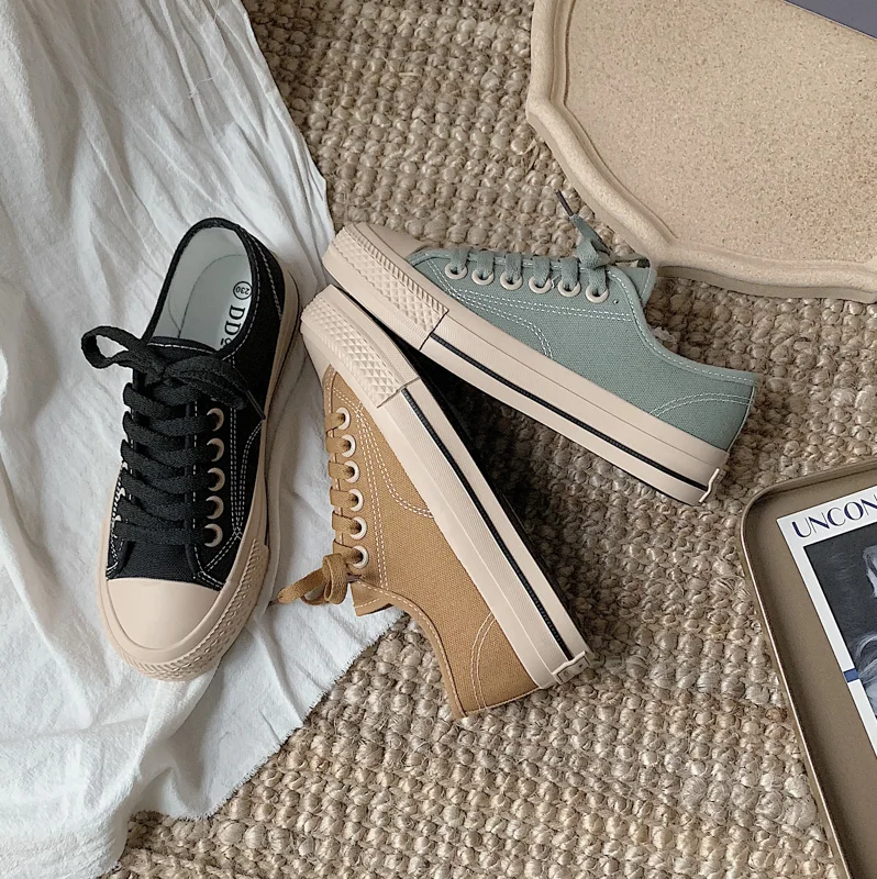 Кеды женские парусиновые в Корейском стиле повседневные модные кроссовки