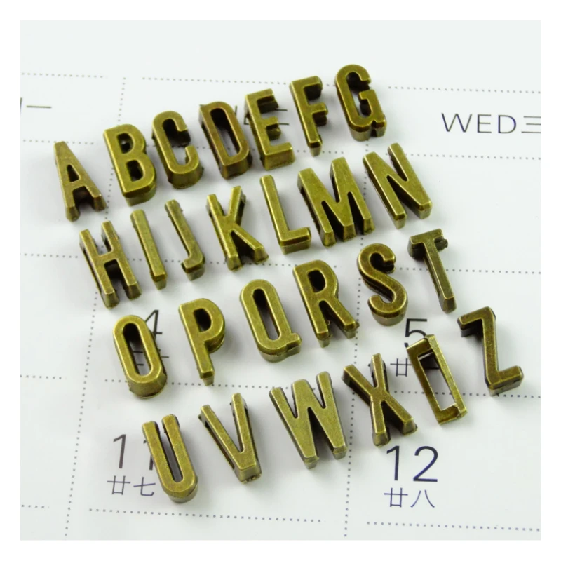 

5sets/lot(130pcs) 11MM Antique Bronze Plated Perforated Letter Charms Diy Jewelry Accessories