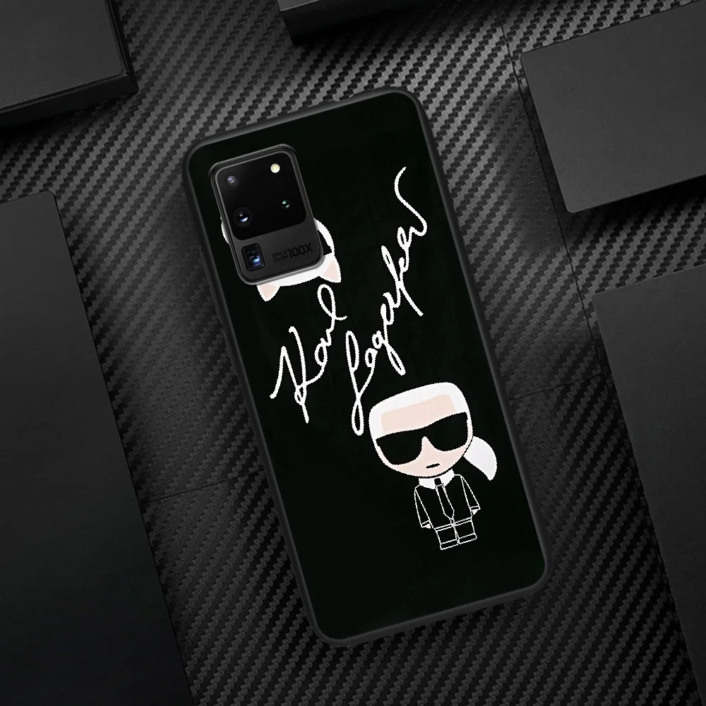 

Karls Lagerfeld Brand Phone Case Cover Hull For Samsung Galaxy S 6 7 8 9 10 e 20 Edge Note 8 9 10 Plus black Shell Trend Bumper