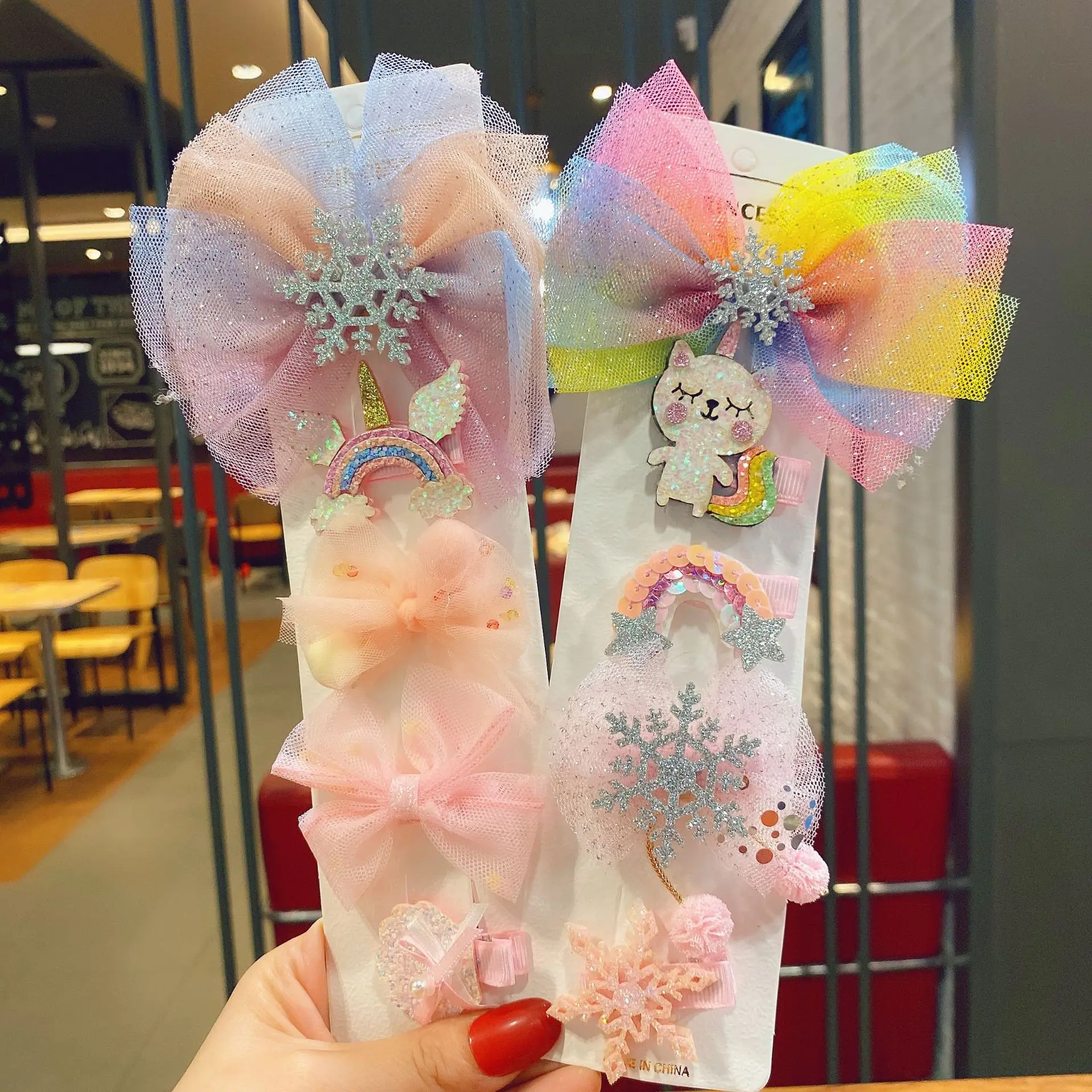 Набор милых детских заколок для волос с бантом из мультфильма аксессуары