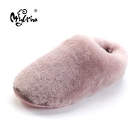 top quality natural sheepskin fur slippers fashion winter women indoor slippers warm wool home slippers lady casual house shoes