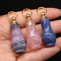 new hot natural stone crystal perfume bottle pendant vase shape rose quartzs for jewelry making diy charm necklace accessories