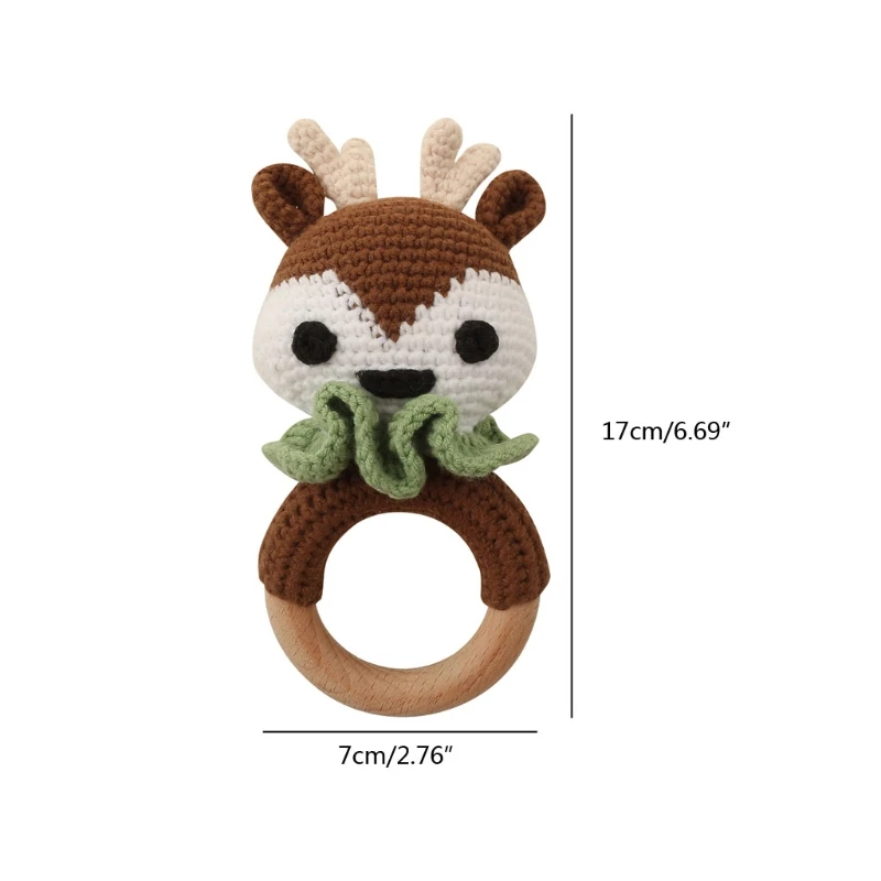 

Baby Teether Safe Wooden Toys Mobile Pram Crib Ring DIY Crochet Rattle Soother