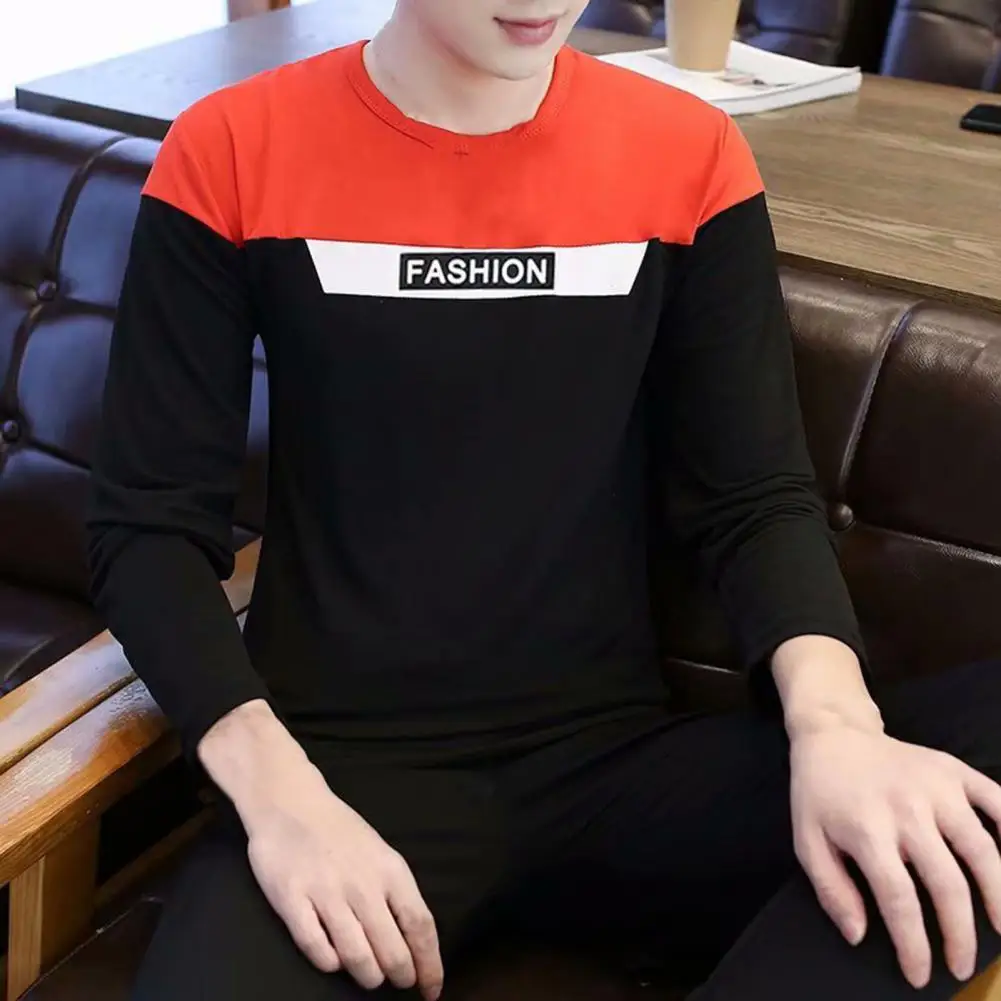 

Spring Shirt Long Sleeve Fabulous Contrast Colors All Match Men Shirt