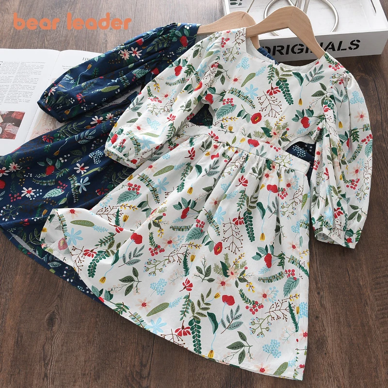 Bear Leader/весенние платья с цветочным рисунком для маленьких девочек Новые модные