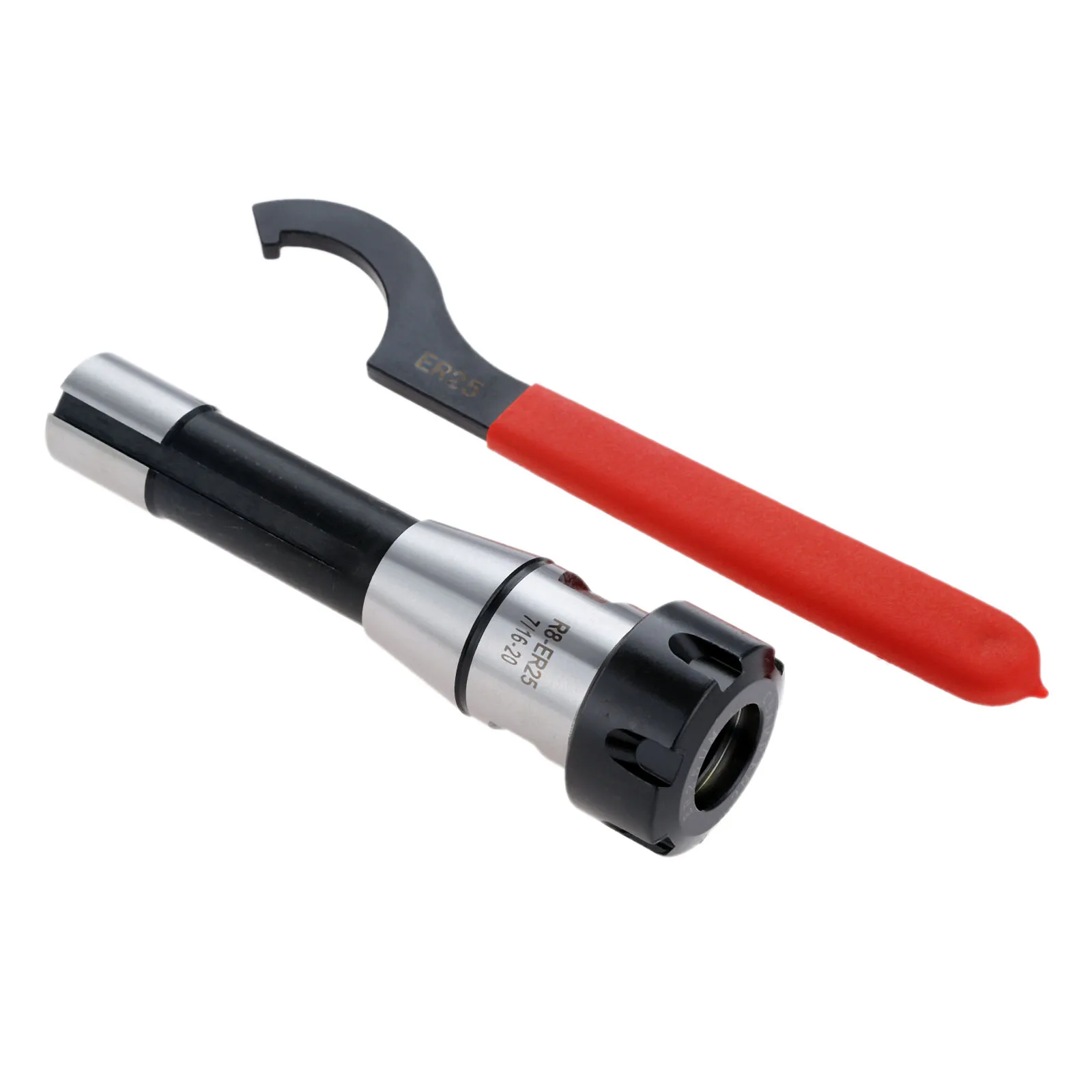 

DRELD 1PC R8 ER25 Collet Chuck Holder R8 Spindle 7/16 Drawbar Thread CNC Milling Lathe Toolholder With ER25 Hook Wrench Spanner