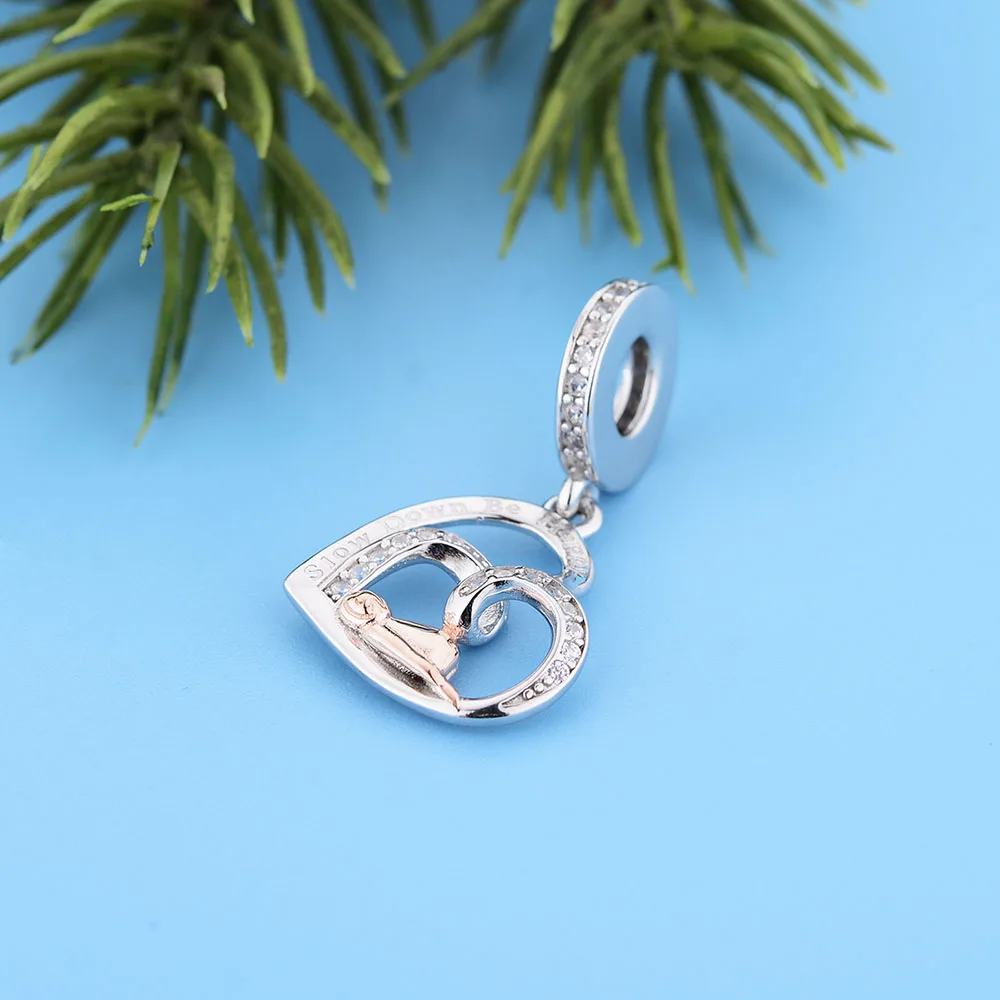 

FC Jewelry Fit Original Pan Charms Bracelet 925 Silver Rose Gold Sloth Slow Down Be Happy Bead For Making Women Berloque 2022