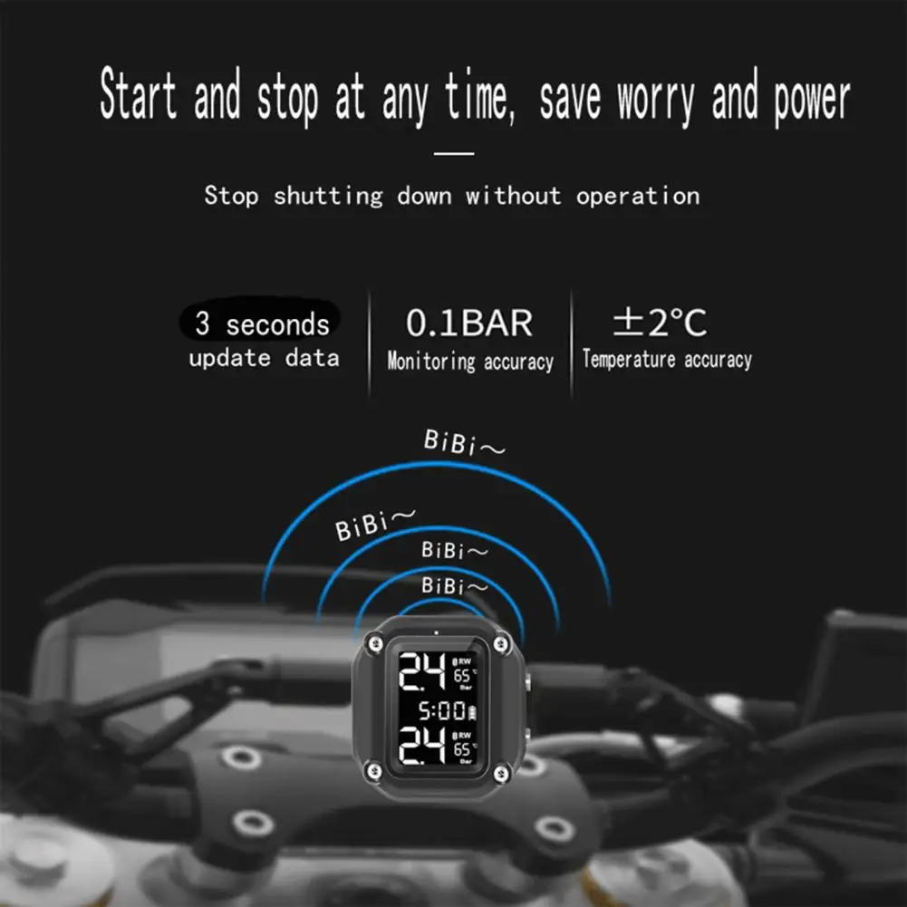 

1100mAh Auto Alarm LCD Digital Screen Motor Tire Pressure External Inner Monitor Sensor Stable Accurate Tire Pressure Monitor