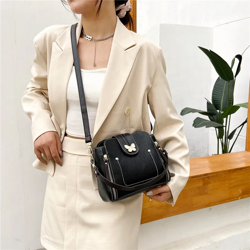 

Female Bag 2021 Trendy Fashion Classic Ladies Bucket Bag Shoulder Messenger Bag Luxury Handbag Large Capacity Wallet