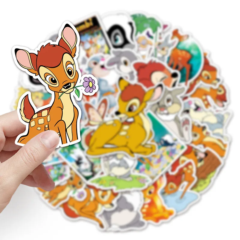 10/30/50pcs Disney Cartoon Bambi Stickers Aesthetic DIY Water Bottle Suitcase Laptop Diary Waterproof Cute Sticker Packs Kid Toy - купить по
