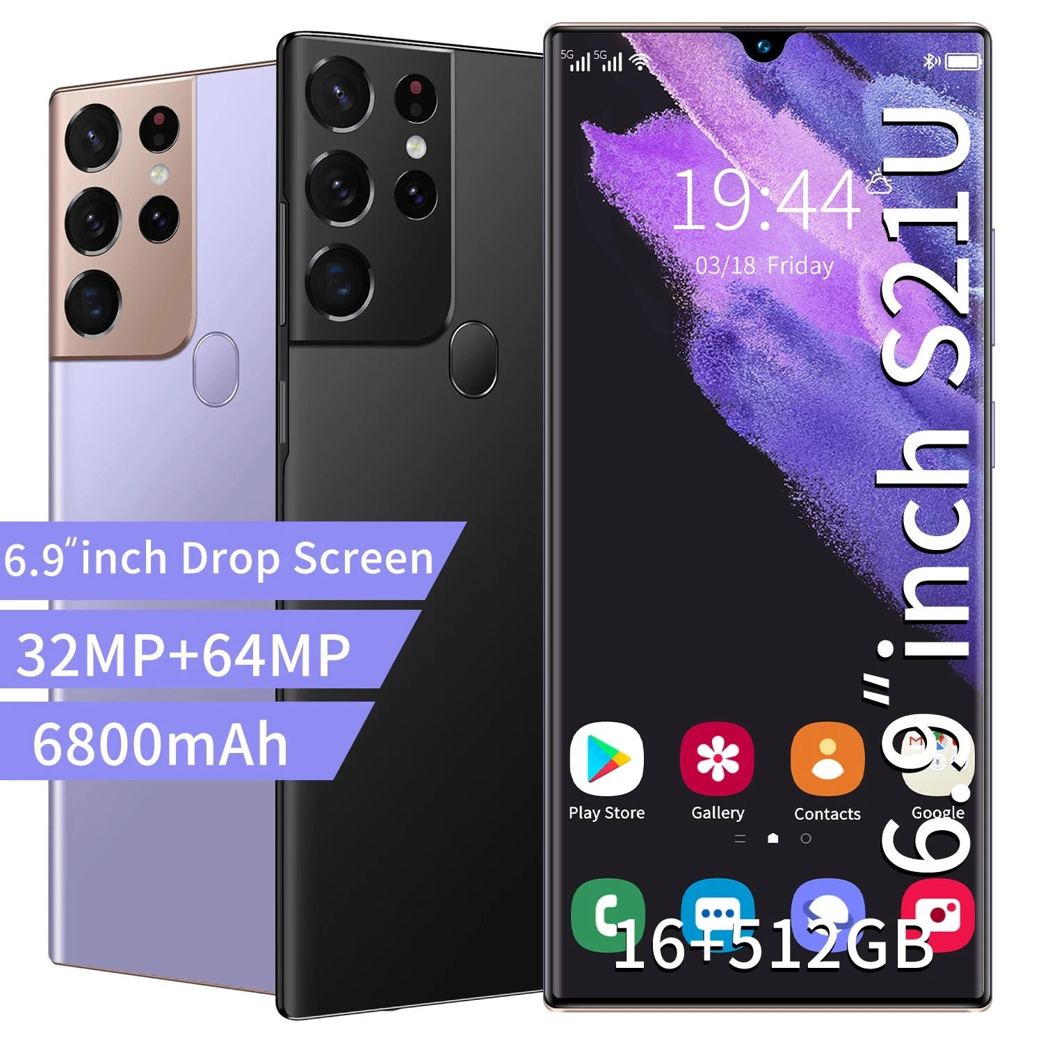 

Teléfono Inteligente Well S21U, versión Global, 6,9 pulgadas, 6800mAh, núcleos 10, 16GB + 512GB, 32 + 64MP, identificación facia