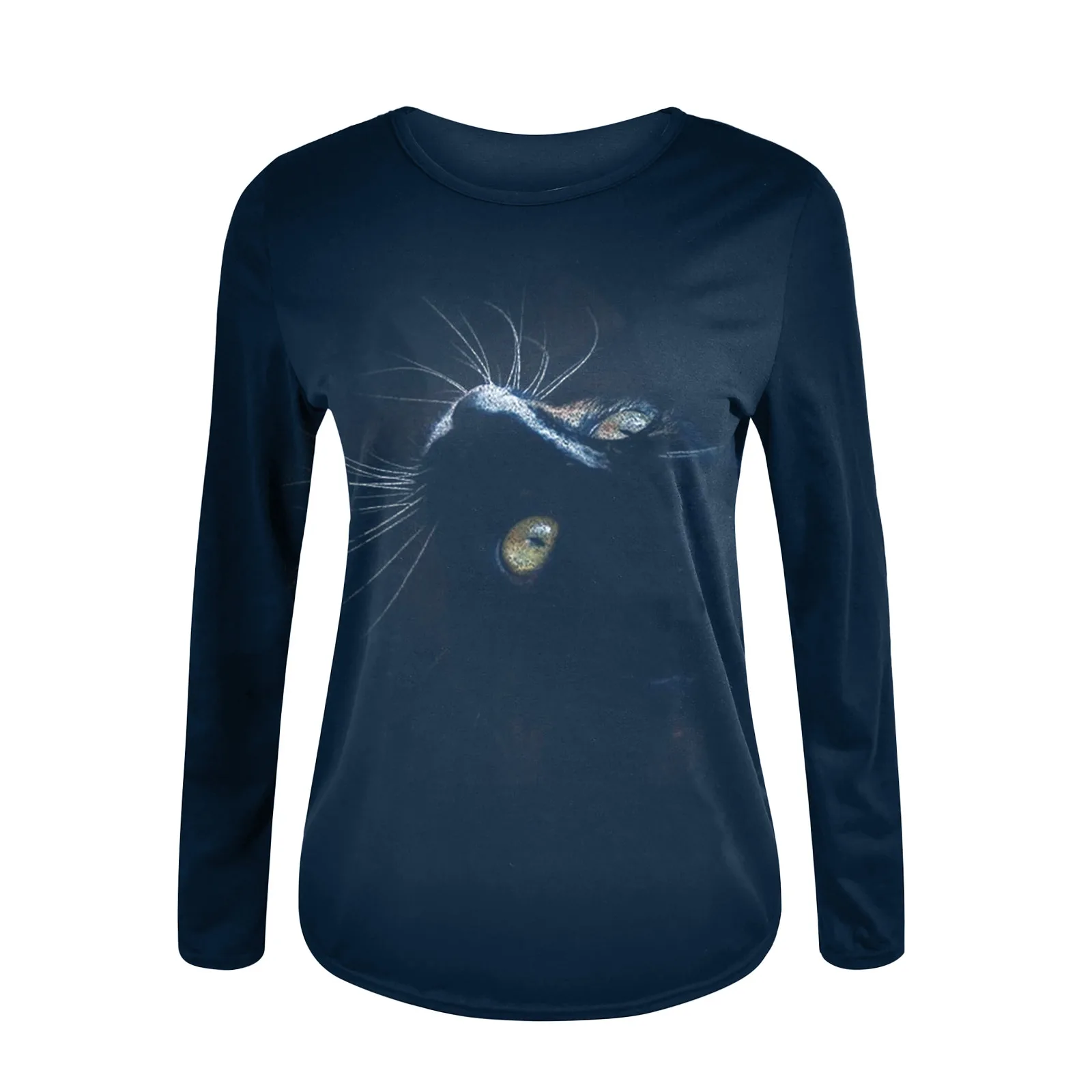 

Women Casual Long Sleeve Cat Printing O-neck Shirt Blouse Top Pullover Women Sweaters For Women Fashion