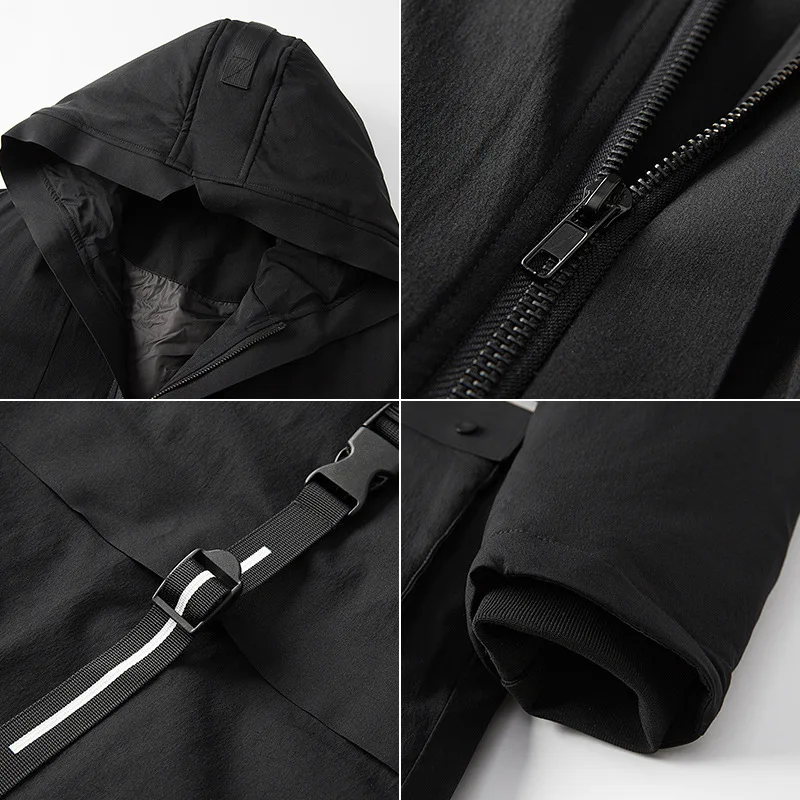 Модный мужской пуховик в длинном параграфе случайный белый гусиный пух с теплым