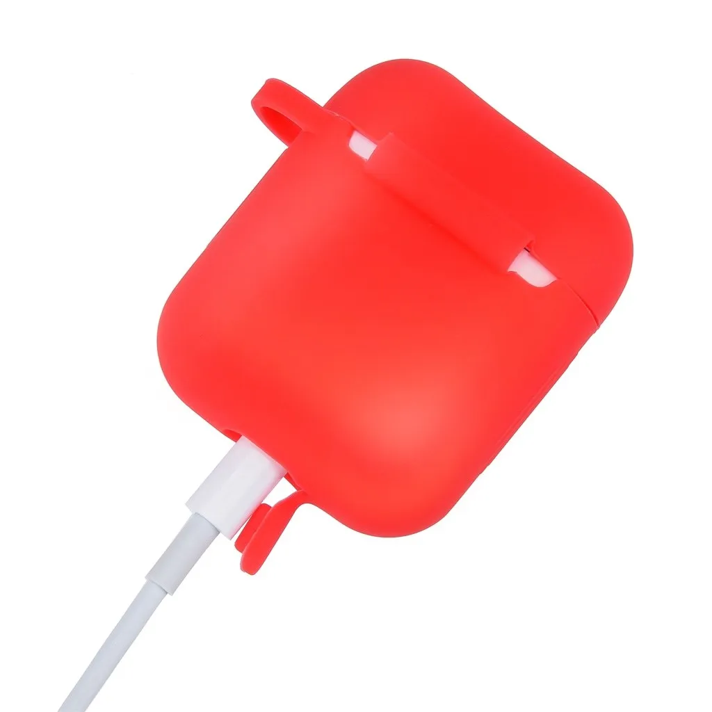 Беспроводной чехол для наушников Airpods 2 и 1 зарядный силиконовый защитный чехол и брелок с помпоном FW3