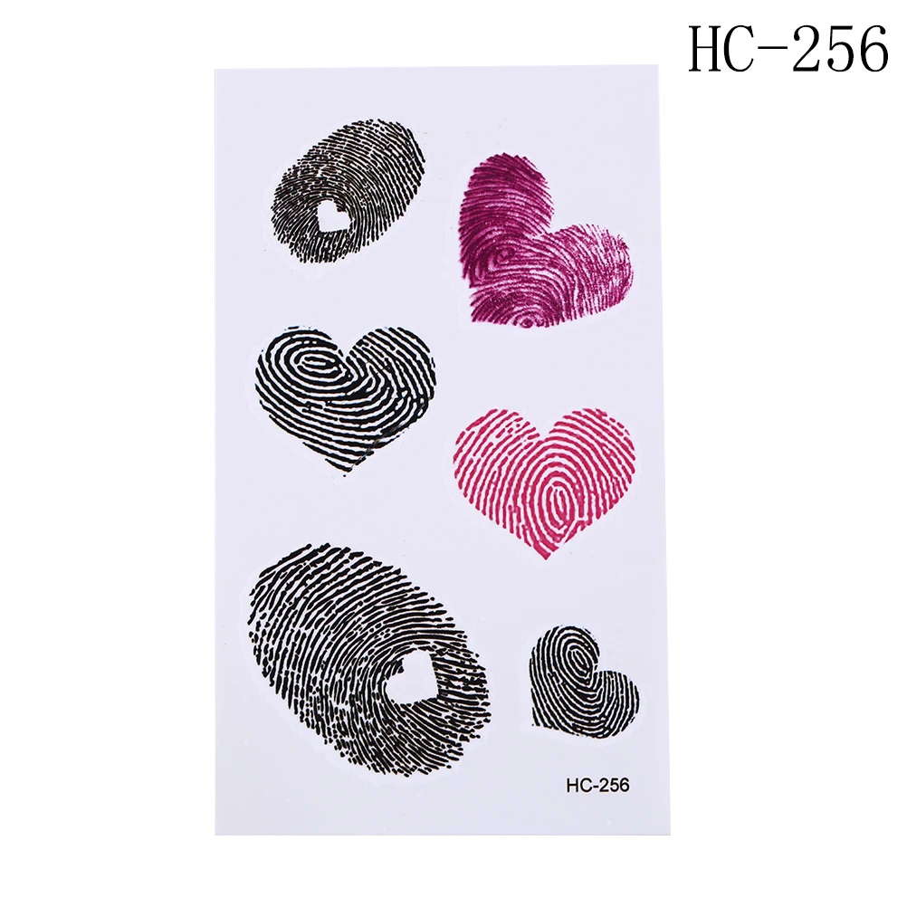 

Make Up Tools Waterproof Temporary Fake Tattoo Stickers Pink Black Fingerprint Love Heart Design Body Art Hand Arm Leg Tattoo