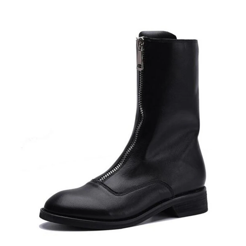 Новые модели женская обувь из натуральной кожи Зимние женские полусапожки на