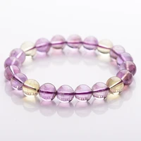 natural ametrine quartz yellow purple clear round beads bracelet 9mm women men amethyst citrine crystal bracelet aaaaa