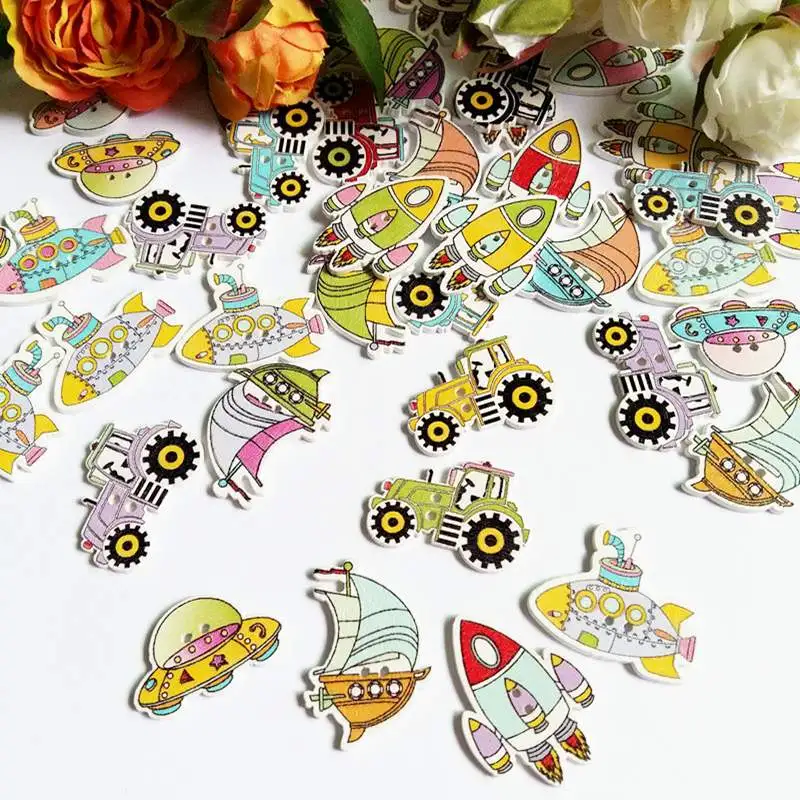 

50 шт./упаковка, деревянные декоративные пуговицы для рукоделия