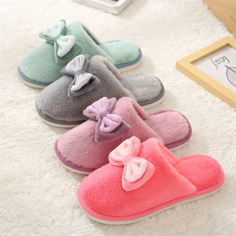2019 г. Милая Нескользящая Зимняя обувь женские домашние тапочки комнатные