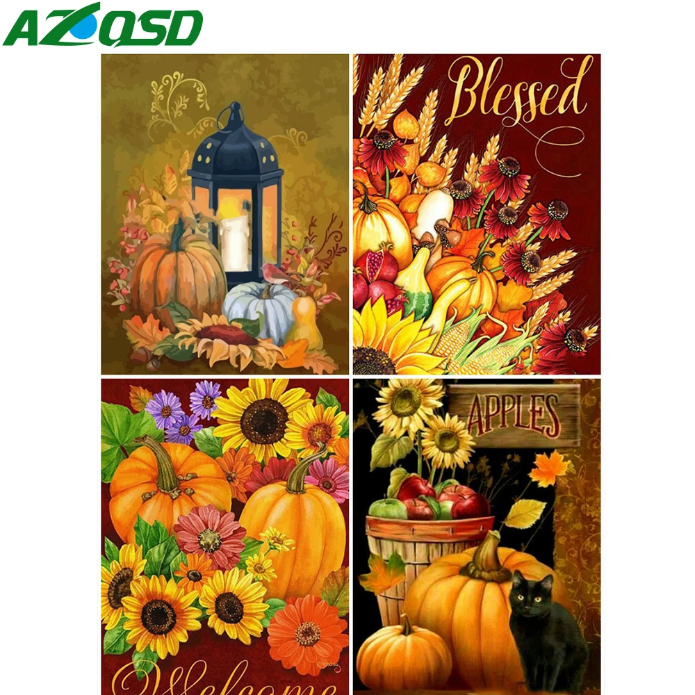 

AZQSD 5D DIY Diamond Embroidery Mosaic Pumpkin Cross Stitch Diamond Painting Cartoon Full Square Drill Wall Art