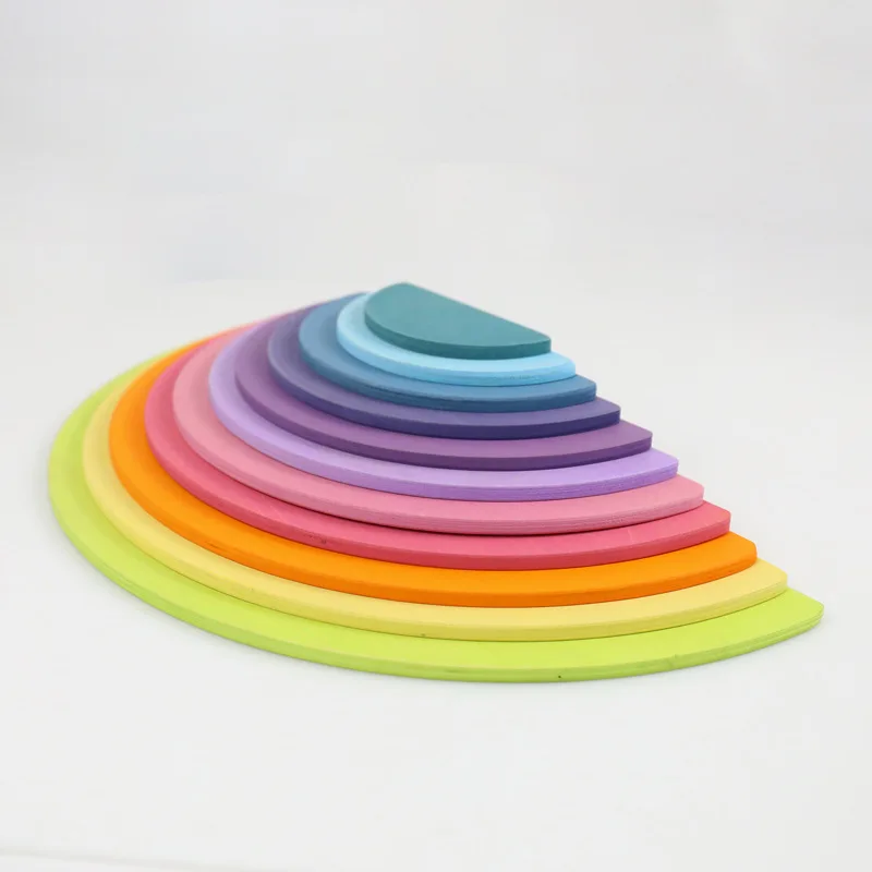 

Rainbow Wooden Stacker Rainbow Block Stacking Puzzle Nesting Game Building Blocks Educational Toys for Baby Kids