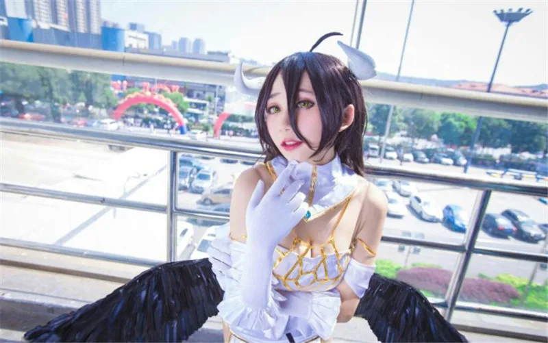 Новый Персонаж Аниме Overlord Albedo черный фиолетовый длинный прямой парик