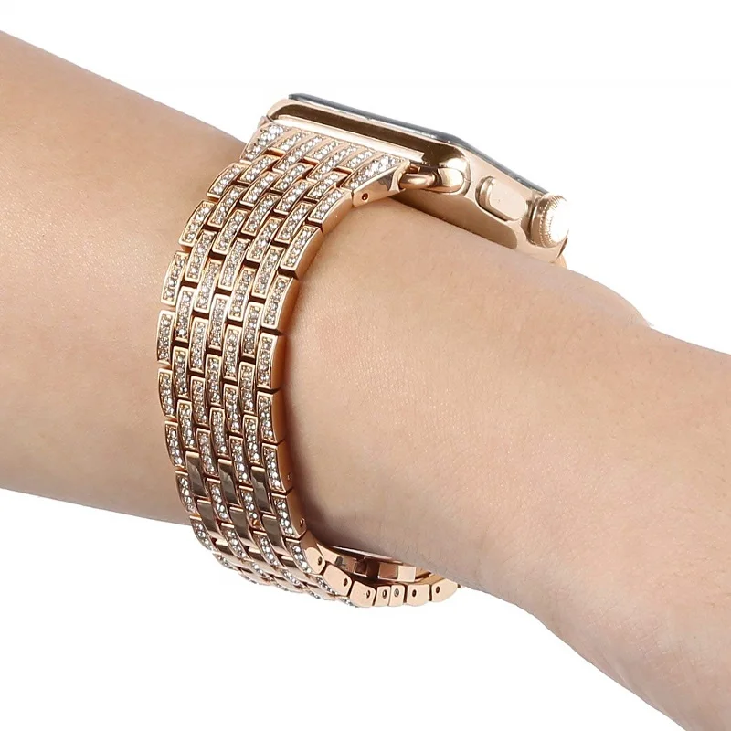 Luxury Diamond strap for Apple watch band 45mm 41mm 44mm 42mm 7/SE/6/5/4 stainless steel bracelet correa iwatch band 40mm 38mm