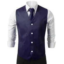 Chaqueta de negocios para hombre, chaleco con cuello en V, conjunto de corbata, traje de boda, chaqueta Formal de negocios, ropa informal de moda (2)