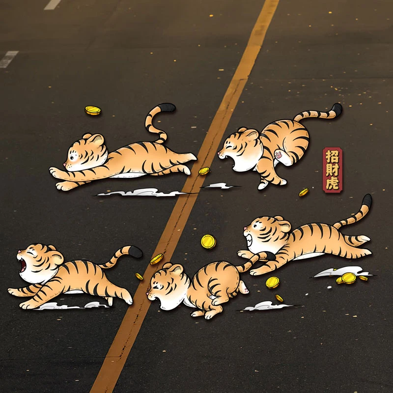 

Noizzy Wealth Bring Tigerling Fun Group Car Stickers Chinese Decal Motorcycle Clear Cut 3D Vinyl Adhensive Styling Accessories