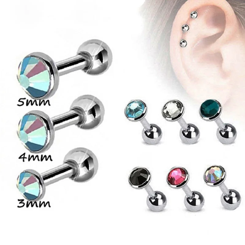 

3pcs/set Screw ball Ear Studs Earrings for Women Stainless steel Piercing Tragus Earring Cartilage Helix Ear Bone Nail Jewelry
