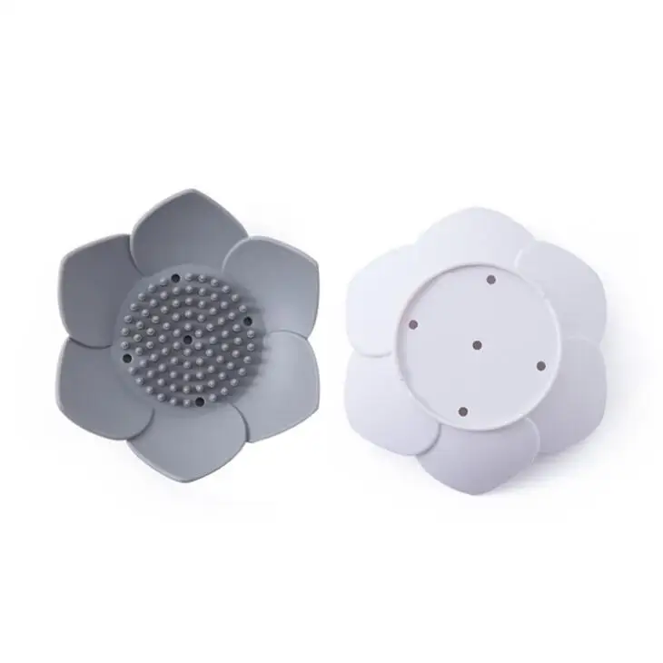 

Flexible Silicone Bathroom Shower Soap Dish Box Storage Plate Tray Drain Holder Flower Soapbox LX2099