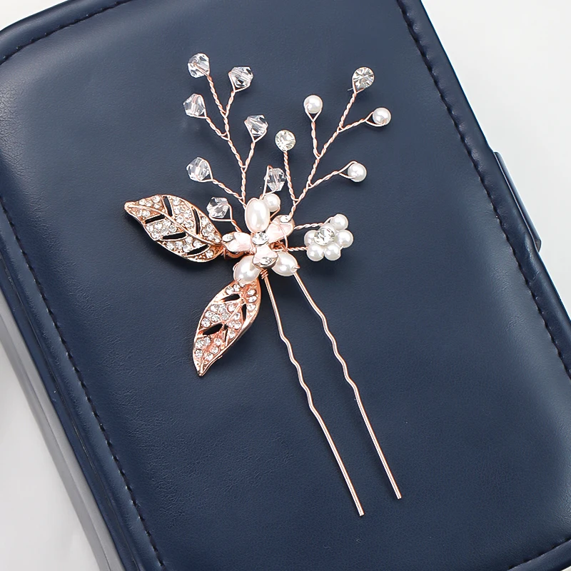 1 шт. золотой цветок лист Форма волосы палка жемчужина клип в винтажном стиле