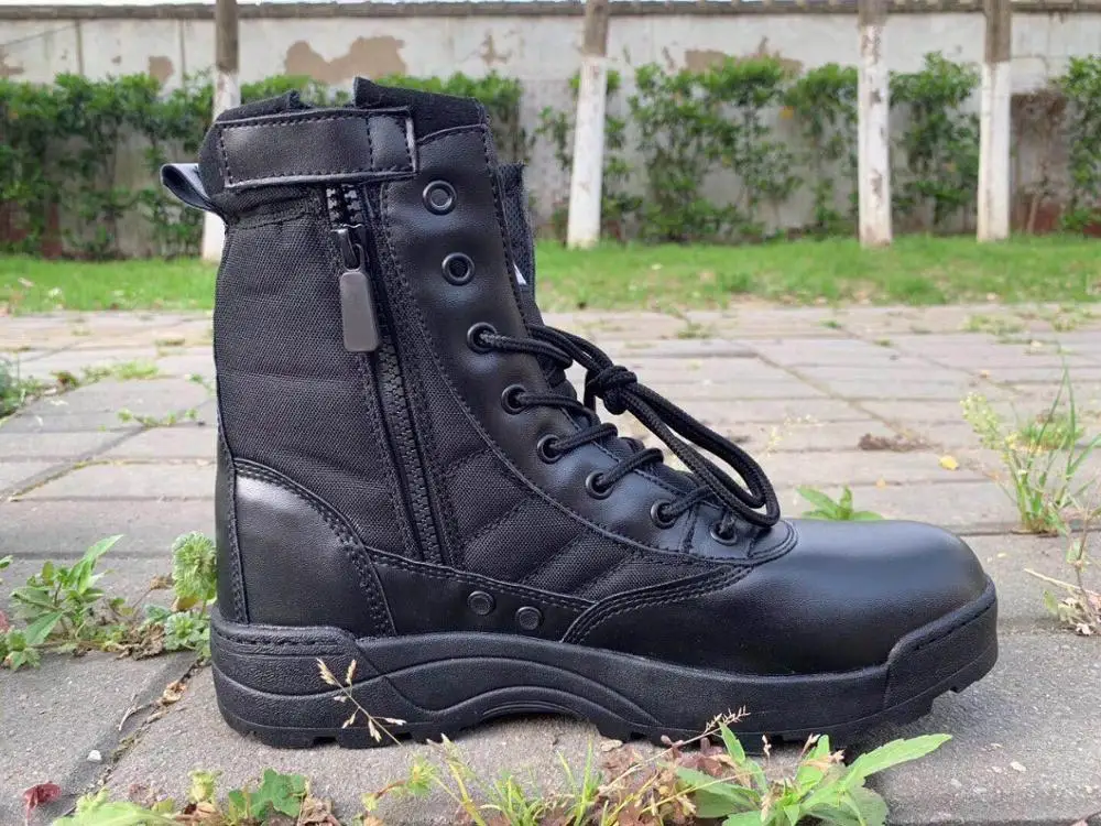 Прочные армейские походные дешевые черные кожаные ботинки |