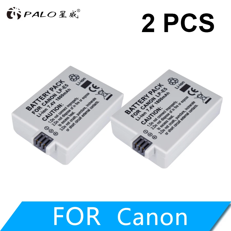 1 шт. 1800 мАч 7,4 В LP-E5 LPE5 LP E5 аккумуляторная батарея для камеры Canon EOS 450D 500D 1000D Kiss X3 Kiss F Rebel Xsi - Цвет: 2PCS