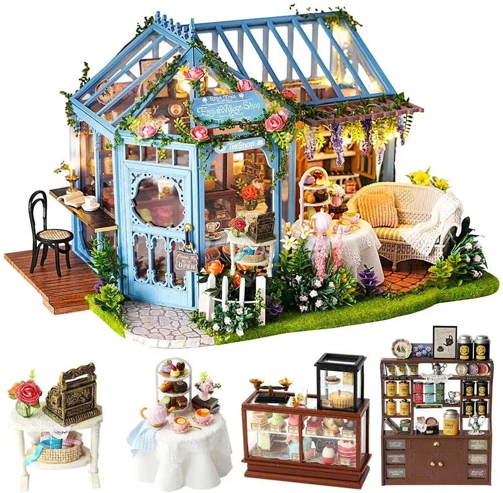 

SG& DIY Miniature with Furniture, DIY Dollhouse Kit Plus Dust Proof and Music Movement, 1:24 Scale Creative Room Idea (Rose Ga