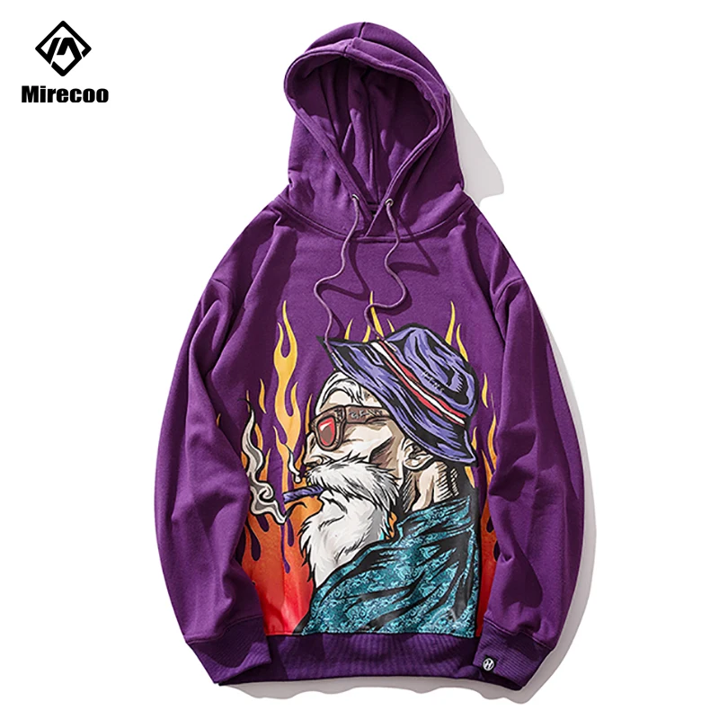 Mirecoo толстовки для мужчин курить человек свитшот с капюшоном принтом флисовый