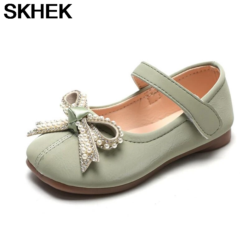 

SKHEK Kids Princess Shoes Girls Shoes For Wedding And Party Little Girl's Single Shoes Chaussure Fille Pink Beige 1-6T