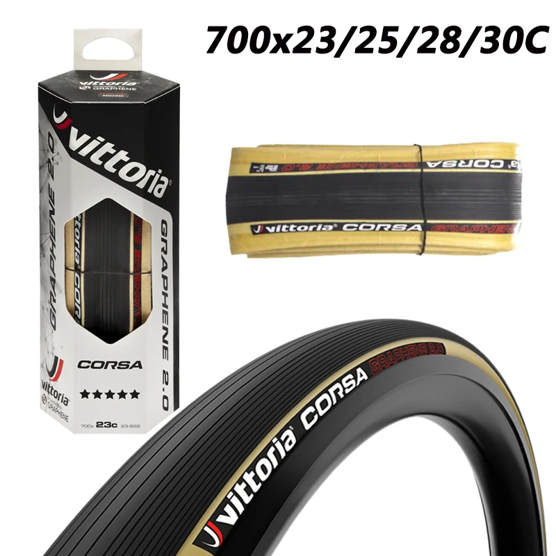 

1 Pair Road Bike Tire VITTORIA 700x23C/25C/28C/30C PRO 320 TPI Yellow edge Tyre Bicycle Competition Graphene 2.0 Clincher Tires