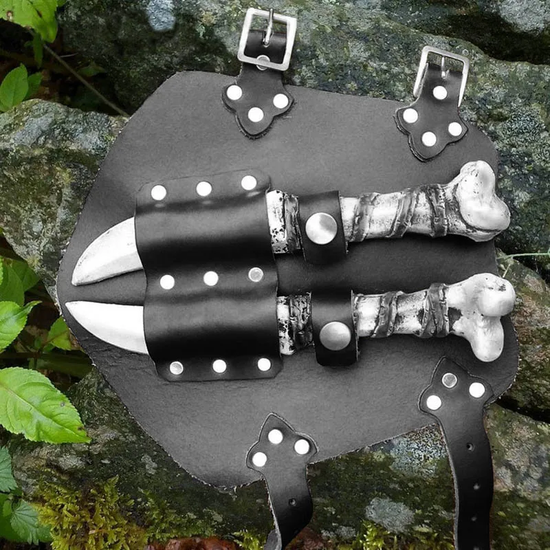 Assassin Hunter Larp бросание ножа Vambrace набор кожаных броней для косплея панк Bracer с