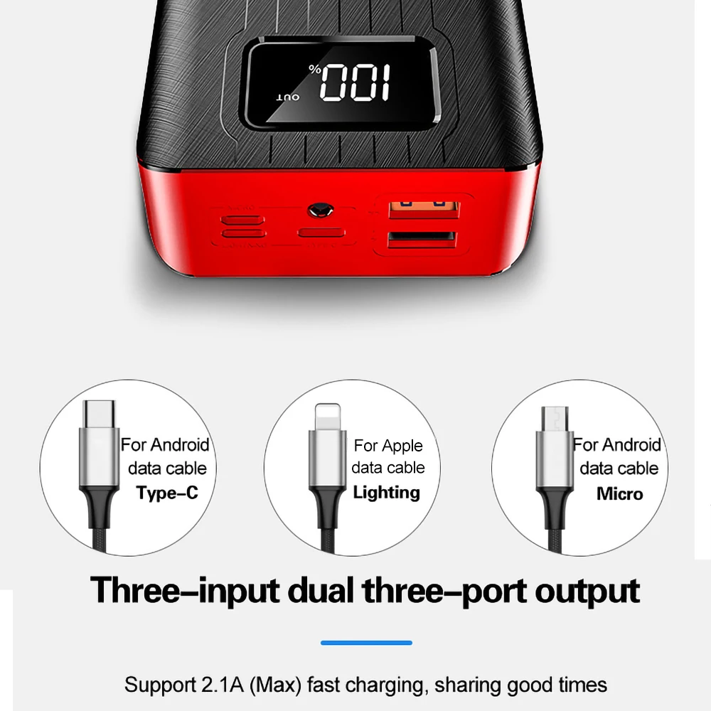 

30000mAh Power Bank Portable Charging Poverbank Mobile Phone External Battery Charger Powerbank 30000m Ah for Xiaomi iphone CD2