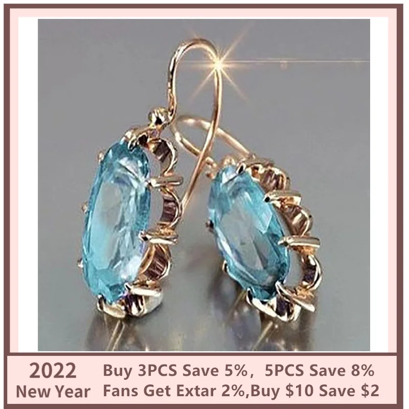 

OTOKY Ladies Oval Crystal Earrings Vintage Elegant Blue/Red Octopus Earrings Clip Luxury Romantic Exquisite No Piercing Jewelry