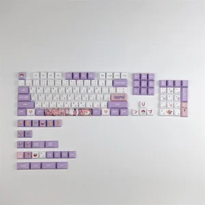 fat butyl cherry profile pbt purple white keycaps full set mechanical keyboard keycaps dye sub 1 75u 2u shift key gh60 gk61 gk64 free global shipping