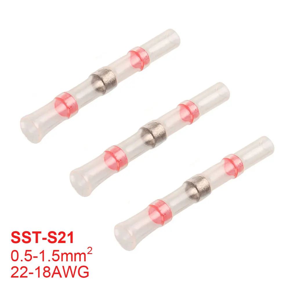 S21 Red 50PCS Припой уплотнение провода разъем припой уплотнение термоусадочные стыковые Соединители Клеммы электрические водонепроницаемые изолированные 50/100/120 шт - Цвет: S21 Red 50PCS