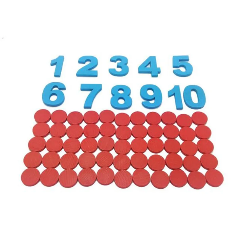 10 шт. синий цифровой + 55 красная прилавок для детей с цифрой Монтессори Математика