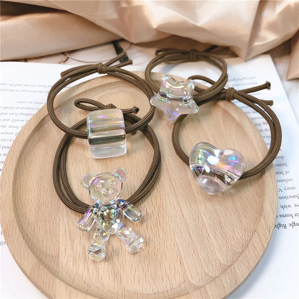 

Stars Bear Love Shape Hair Rope Cute Transparent Ice Girl Hair Rope Sweet Joker Hair Circle Rope Balls Hair Ornaments