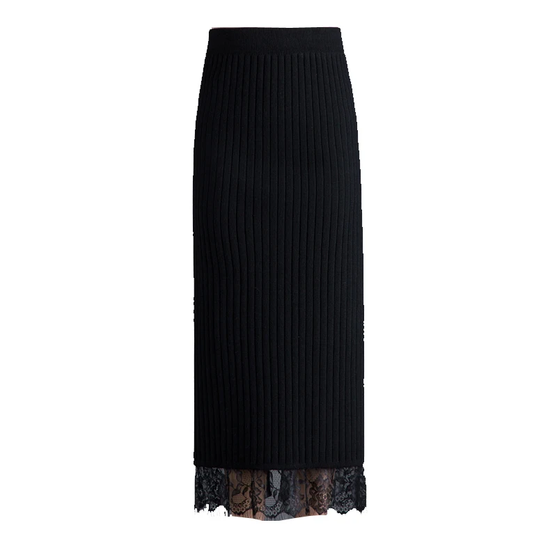 

New Fashion High Waist Knitted Women Autumn Winter Wrap Hip Thickened Casual Mid-calf Skirt High Quality Large Size